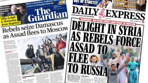 The Guardian and Daily Express front pages 9 December