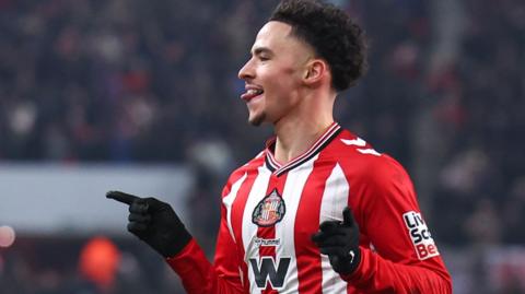 Chemsdine Talbi celebrates a goal for Sunderland