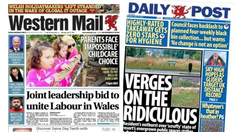 Front pages of the Daily Post and the Western Mail