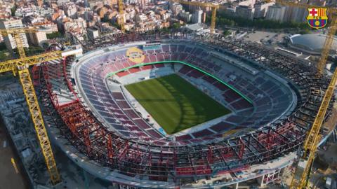 The Camp Nou stadium, a very large stadium in Barcelona
