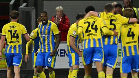 Southampton celebrate their third goal 