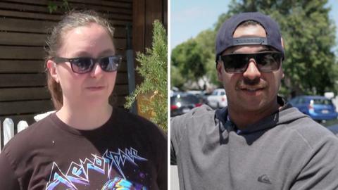 Split screen. Two Cole Thomas Allen neighbours are seen.