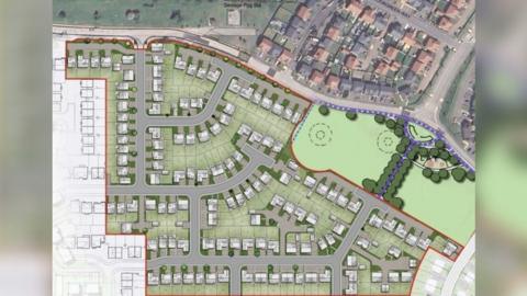 An architectural design for the new 140 home housing estate