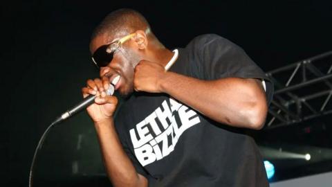 Lethal Bizzle performing live.