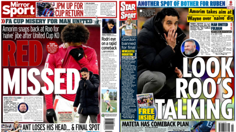 Back pages of Daily Mirror and Daily Star