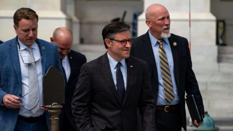 House Speaker Mike Johnson and Texas Rep Chip Roy at the US Capitol