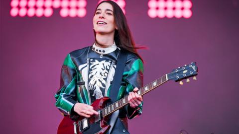 Danielle Haim performing at Radio 1's Big Weekend