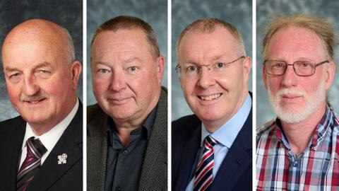 Tha Uilleam MacAoidh, Sean Ceanadach, Donnchadh Mac a' Phearsain agus John Grafton