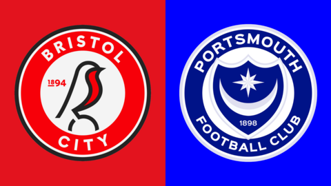 The Bristol City and Portsmouth club crests side by side