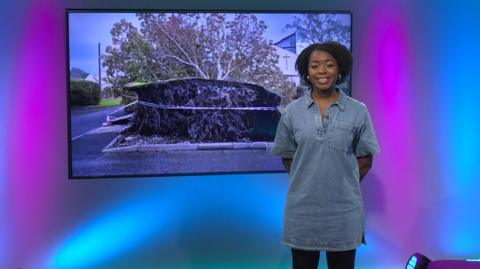 Emma-Louise in the Newsround studio