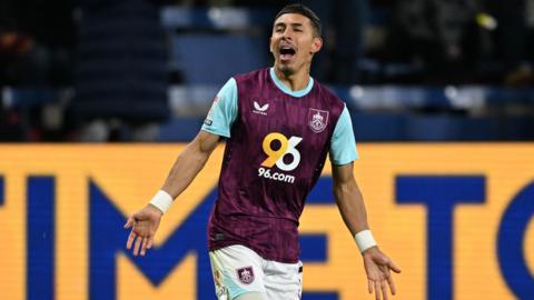 Burnley's Jeremy Sarmiento celebrates scoring against Coventry