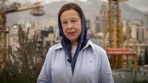 Lyse Doucet doing a piece to camera from Tehran