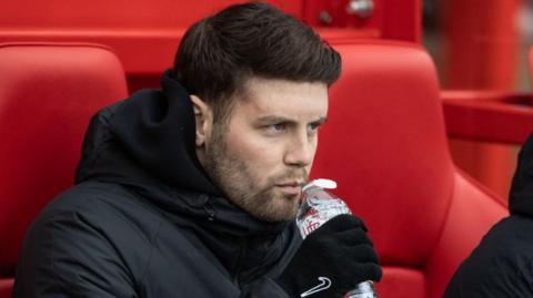 Brighton boss Fabian Hurzeler looks on during Brighton's 7-0 defeat by Nottingham Forest at the City Ground