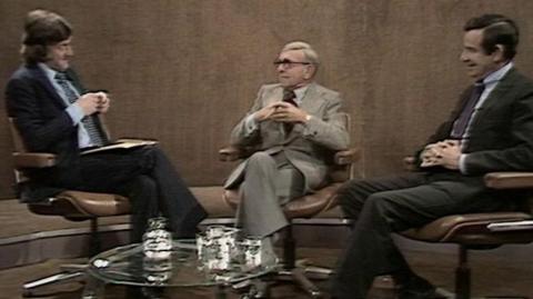 Michael Parkinson with George Burns and Walter Matthau.