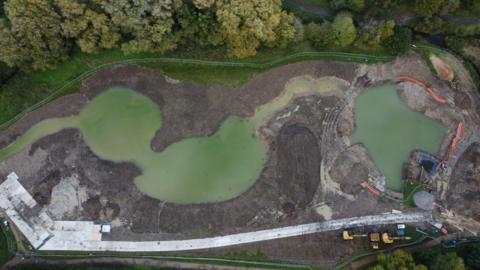 Aerial view of the Chamber Mead wetlands