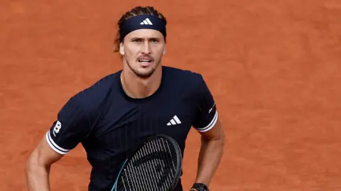 Alexander Zverev hits a forehand