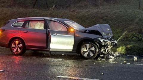 A car that has crashed.