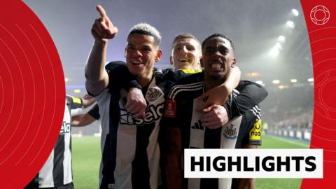 Newcastle United's William Osula, Matt Targett and Joe Willock celebrate