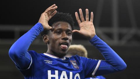Jaden Philogene of Ipswich Town celebrates