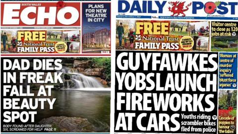 Front pages of South Wales Echo and Daily Post 