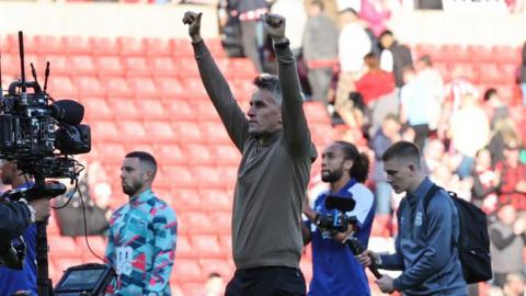 Kieran McKenna celebrating Ipswich Town's victory over Sunderland in August 2023