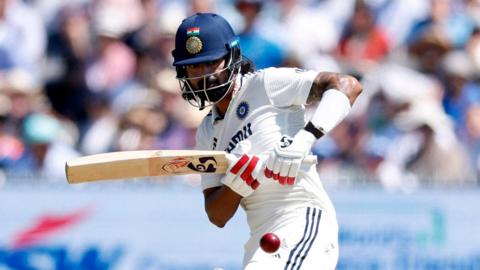 India batter KL Rahul plays a shot