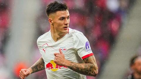 Benjamin Sesko playing for RB Leipzig