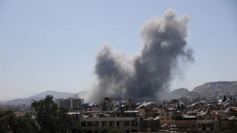 Smoke rises after strikes on Syria's defence ministry in Damascus
