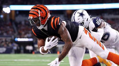 Ja'Marr Chase scores a touchdown for the Cincinnati Bengals against the Dallas Cowboys