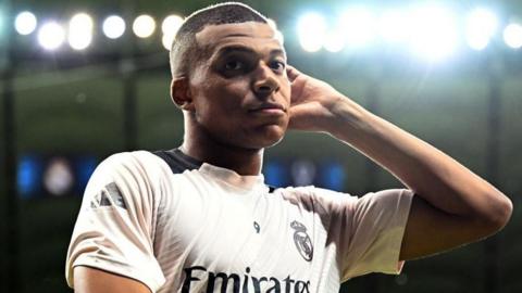 Kylian Mbappe in Real Madrid kit