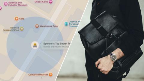 GPS Map pointer and a man with a backpack