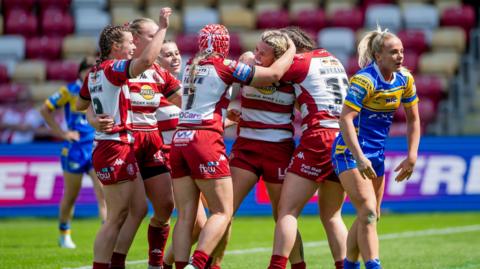 Wigan celebrate against Leeds