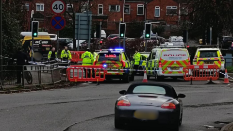 Police cordon on Chalons Way in Ilkeston