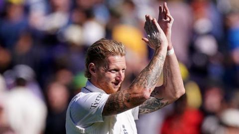 England captain Ben Stokes applauds the fans after victory over Australia