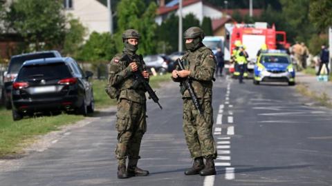 Emergency Services inspect sites after Russian drones violated Polish airspace, Wyryki, Poland - 10 Sep 2025