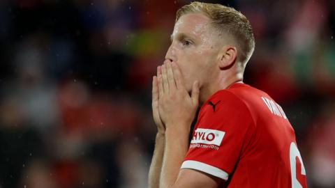 Donny van de Beek looks dejected