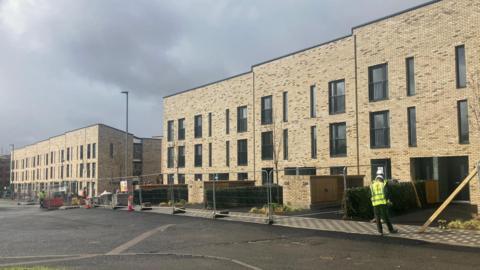 Photograph of new homes which have been built on Thornton Street North in Collyhurst. 