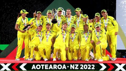 Australia celebrate winning the World Cup in 2022