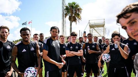 Newcastle United players at a training session at the club's pre-season training camp in Spain