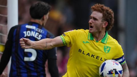 Josh Sargent retrieves the ball from the net after scoring against Middlesbrough