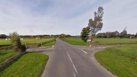 A google image of a junction in St Peter's surrounded by fields.