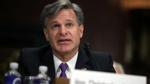 Christopher Wray testifies during his confirmation hearing before the Senate Judiciary Committee July 12, 2017 