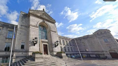 Southampton City Council building - it is a large stone building with steps leading up to a door.