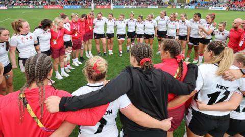 Wales in a huddle after their Rugby World Cup defeat to Canada