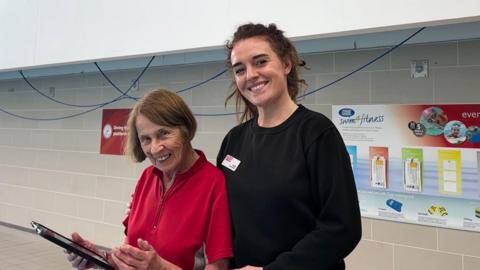 Barbara Vincent with swim manager Hollie Burke