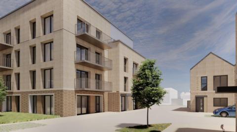 An artist impression of a housing development.