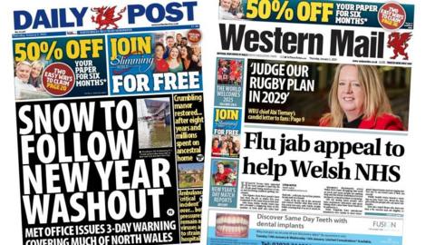 Front pages of the Daily Post and Western Mail