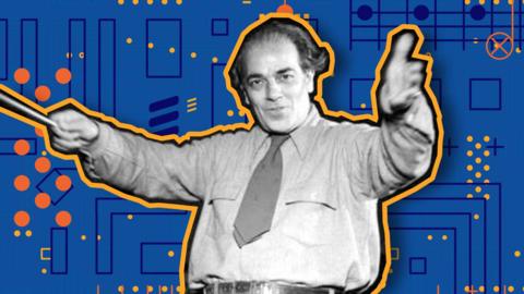 Villa Lobos on colourful background