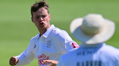 Felix Organ takes a wicket for Hampshire