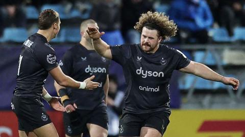 Alfie Barbeary celebrates